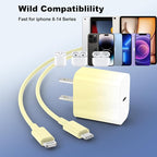 GREPHONE iPhone Charger Fast Charging,20W PD USB C Wall Charger 4 Pack with 6FT Fast Charging Cable - Fast Charger for iPhone 14/14 Pro Max/13/13 Pro/12/12 Pro/11/11 Pro/XS, iPad(Yellow)