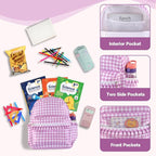 DYSHAYEN Gingham Kids Backpack,15 Inch School Backpack for Girls Boys,Kindergarten Large Bookbag Age 5-8 for Birthday Gifts School Overnight (Purple)