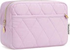 Noozion Makeup Bag Travel Toiletry Bag, Puffy Padded Cosmetic Bag for Women, Makeup Organizer Case, Wide-open Pouch Purse, Travel Essentials