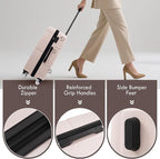 Merax Luggage Sets,Hardcase Suitcase with Bags,6 Piece Lightweight Carry on Luggagewith Double Spinner Wheels Lock,16+20+24+28 inches,Light Pink