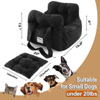 Dog Car Seat for Small Dogs, Portable Puppy Car Seat of Easy Installation, Fashionable Pet Carrier Bag with Large Pockets, Machine Washable Dog Booster Seat (Black)