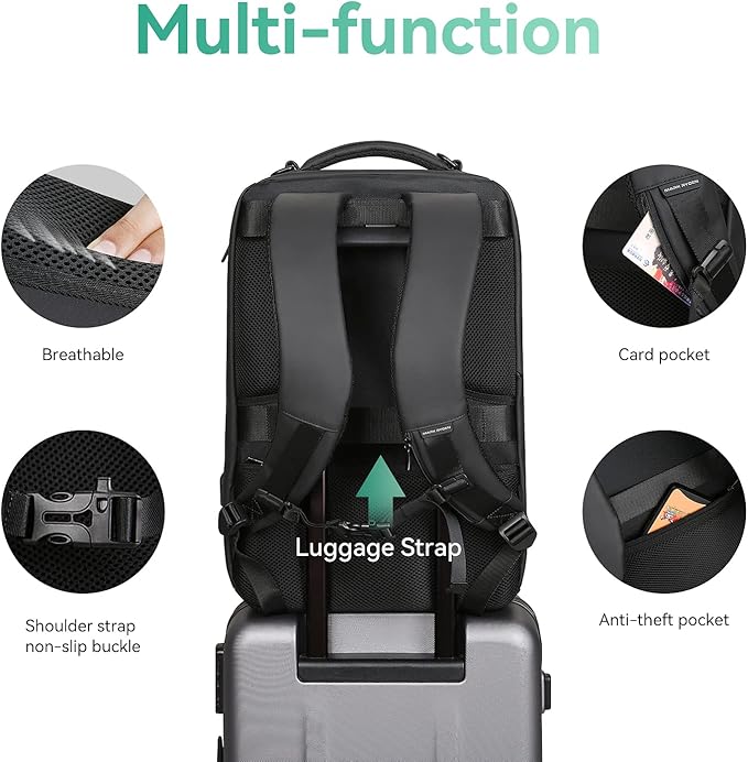 MARK RYDEN Business Backpack for Men, Waterproof High Tech Backpack with Sport Car Shape Design and USB Charging Port, Travel Laptop Backpack Fits 17.3 Inch Notebook (YKK-2 Pockets)