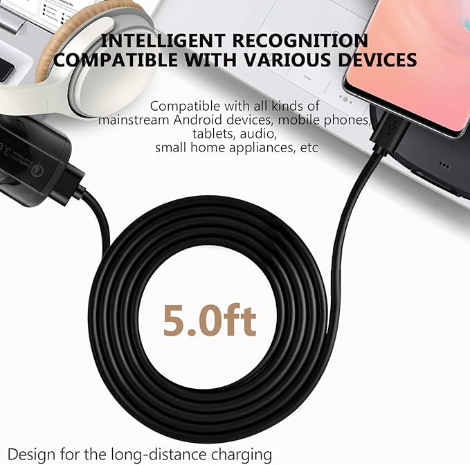 Fast Car Charger Android USB Type C Charging Cable Cord fit for TCL Flip Pro, Alcatel Go Flip 4, Cricket Icon 2/3 Icon 4, Ovation 2,Sonim XP8, Jitterbug Smart 3 Smart 4,Moto,Samsung,IPhone 15,LG Phone