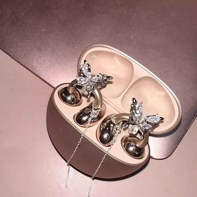 Bow Rhinestone for Clip on Earbuds Open Ear Accessories, Elegant Zirconia Decorative Earphone Accessories, Removable Exquisite DIY Decoration