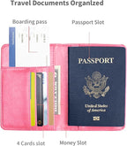 Passport Holder Cover and Card Case Slot Combo RFID Blocking Leather Travel Passport Wallet for Men and Women US Passport Protector Document Organizer,Pink