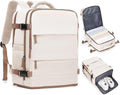 Travel Backpack Carry on Flight Approved Mochila De Viaje Personal Item Backpack for Airlines Frontier Airlines Personal Item Bag Large Backpack for Travel Backpacks for Men Women Beige with Brown