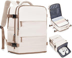 Travel Backpack Carry on Flight Approved Mochila De Viaje Personal Item Backpack for Airlines Frontier Airlines Personal Item Bag Large Backpack for Travel Backpacks for Men Women Beige with Brown