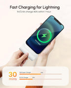 Handy White Portable Charger for Lightning, 4800mah Power Bank Compatible with iPhone 14 Pro, Compact Mobile Battery Pack Charger for iPhone 12/14plus/13/XS/XR/SE/6S/7/8/11 Series