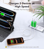 [2-Pack] 40W USB C Charger Block, 4-Port Type C Fast Charging Brick Dual PD&QC Wall Plug Adapter Power Brick for iPhone 13/14//15/16/17 Pro Max Plus/iPad/Airpods/iwatch/Samsung Galaxy (Green)