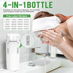 4 in 1 Travel Dispenser Bottle,Leak Proof Refillable Bottles Store Shampoo, Lotion and More,Transparent with Scale, Easy Squeeze Use, Lightweight & Portable Perfect for Travel,Gym,Camping (White)