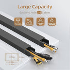 Delamu Black Cord Hider, 85in Cord Covers for 2-3 Wires on Wall, Self-Adhesive Cable Hider, Wire Hiders Wire Covers for TV Cords on Wall, Easy Mount Cable Cover Raceway Kit, W0.95 H0.55in, Black