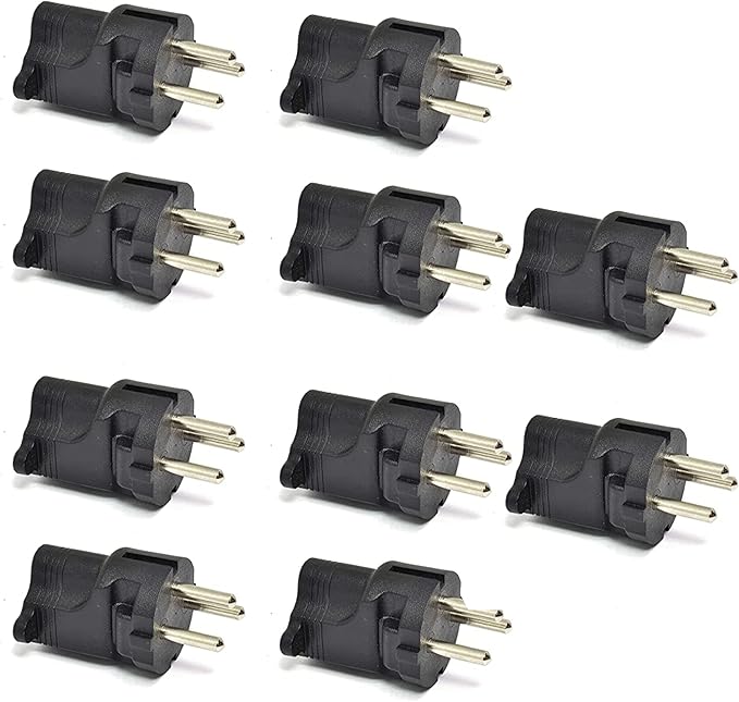 Ceptics Israel, Palestine SI 32 Travel Power Plug Adapter Accepts NEMA 5-15R - ETL Certified - Industrial Grade (IG-14-10PK)