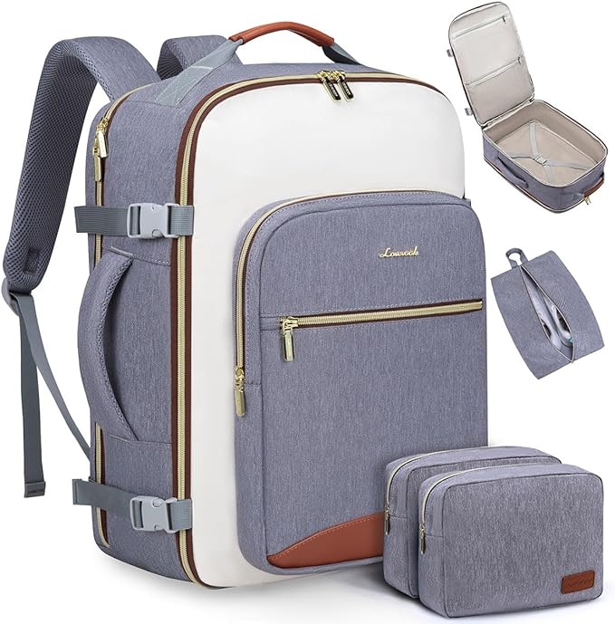 LOVEVOOK 50L Travel Backpack for Women & Men, Airline Approved Carry On Luggage with 3 Packing Cubes, TSA Overnight Bags, Waterproof Personal Item Bag, Weekender Essentials Backpacks fits 17" Laptop