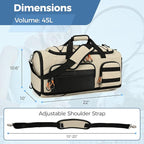 Searock 45L Gym Bag for Men, 3-In-1 Duffle Bag Backpack for Travel, Sports Duffel Bags for Gym Workout, Weekender Overnight Bag with Shoe Compartment, Wet Pocket, Khaki