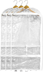 Clear Garment Bags for Dance Costumes 3-Pack, Regular-Size, Side Zipper Entry, Storage Pockets for Shoes & Accessories, Size 37”x18”, Dream Duffel