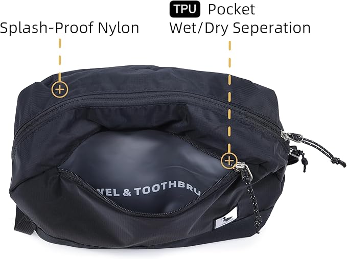Travel Toiletry Bag 5L, Compact Travel Organizer with Waterproof TPU Wet/Dry Compartment