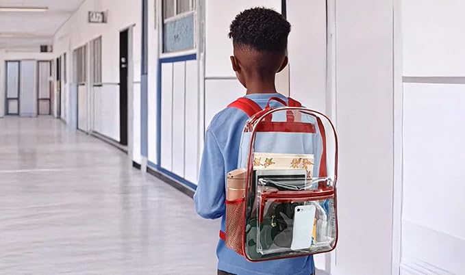 Trail maker Clear Backpack Heavy Duty with Padded Straps, Side Pockets for Kids, Boys, Girls, School, Stadium Approved Events