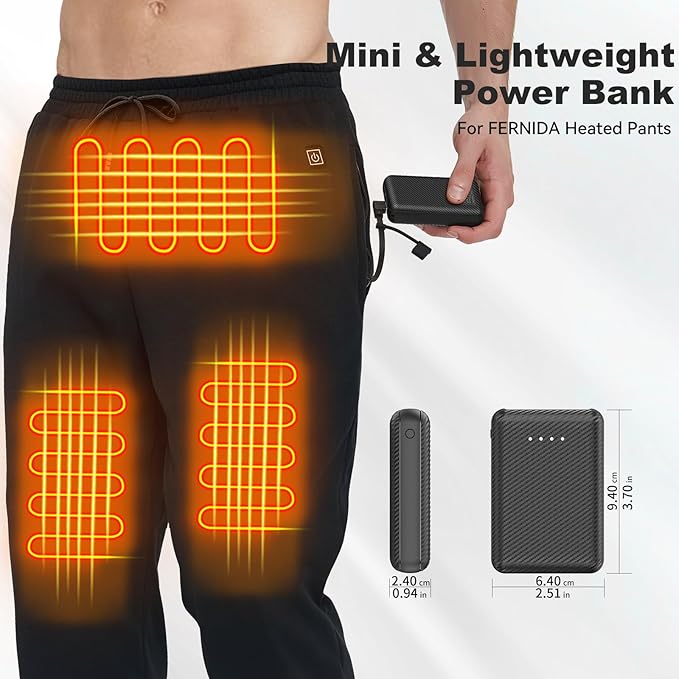 FERNIDA 10000mAh Power Bank Portable Charger USB 5V 3A Battery Pack for Heated Vest & Heated Pants & Smartphone & Heating Pad