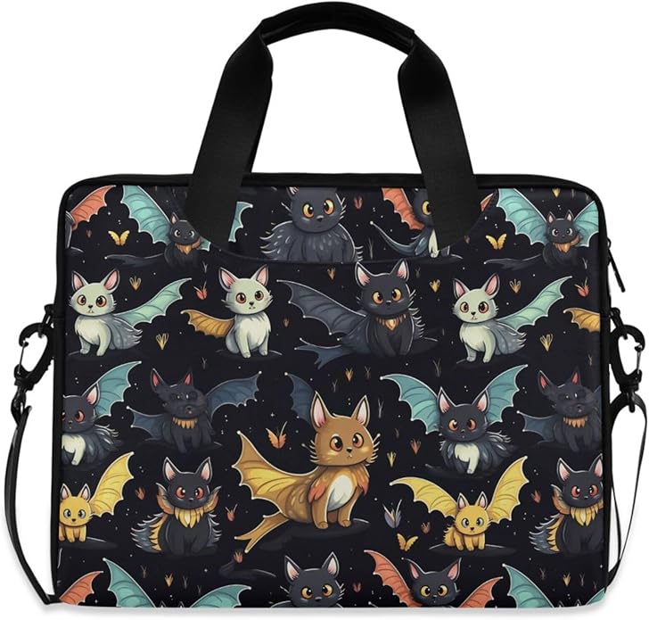 MNSRUU Laptop Bag for 15.6 inch Black Gothic Bats