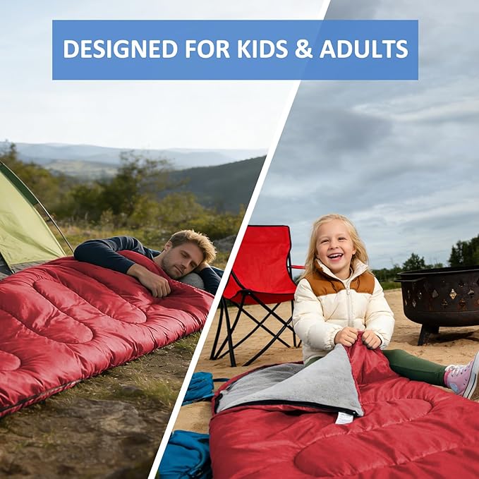 oaskys Camping Sleeping Bag - 3 Season Warm & Cool Weather - Summer Spring Fall Lightweight Waterproof for Adults Kids - Camping Gear Equipment, Traveling, and Outdoors