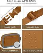 Pritent Fanny Packs for Women Cross Body Bag Waterproof Belt Bag with Adjustable Strap and Zipper Back Pocket Small Crossbody Bags Fashion Waist Packs for Workout Travelling(Brown)