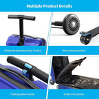 TABU 21" 3-D Hardshell Scooter Suitcase for Kid & Adult, Foldable Carry-on Scooter Luggage with Telescopic Handle, Multifunctional Ride On Lightweight Luggage for Age 4-15, Dark Blue