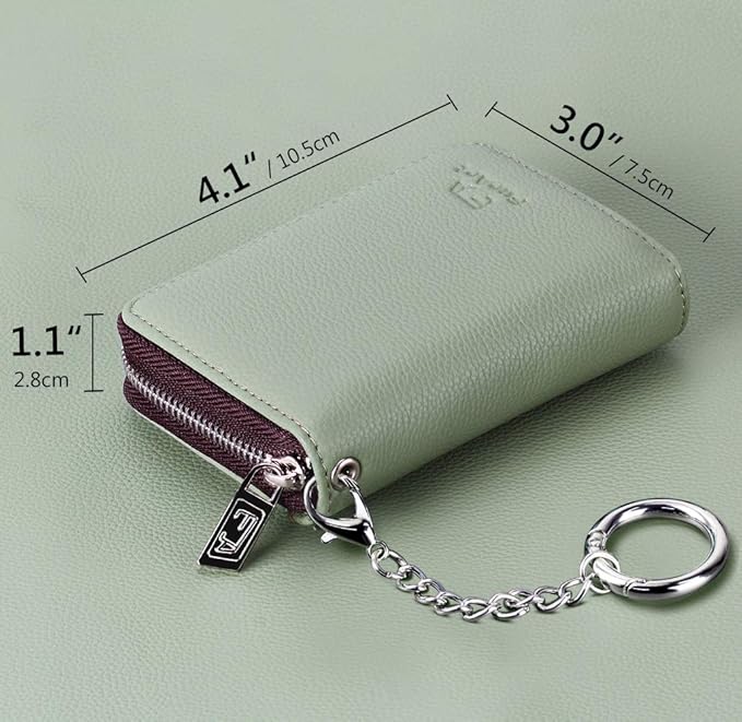 FurArt Zipper Wallet Women, RFID Blocking Credit Card Wallet, Business Card Holder, Compact Size KeyChain Wallet