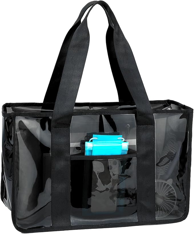 Fammart Iridescent Clear Beach Bag for Women, Jelly Tote Bag Waterproof Sandproof Pool Bag Cruise Vacation Essentials