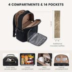 LOVEVOOK Lunch Backpack with Lunch Compartment,17 Inch Laptop Work Travel Insulated Cooler Backpack Purse,Waterproof College Teacher Lunch Bag Box with Tumbler Holder,Gift for Men Women,Leopard print