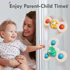 ALASOU 3PCS Suction Cup Spinner Toys for 1 Year Old Boy Girl|Spinning Top 12 18 Months|1 2 Year Old Boy Birthday Gift|Baby Bath Toy for Kids Ages 1-3|Sensory Airplane Travel Toy for Infant Toddlers