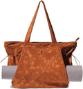 ESVAN Corduroy Yoga Tote Bag Gifts for Women Drawstring Yoga Mat Bag for Office Workout Travel Carryall Pilates Gym