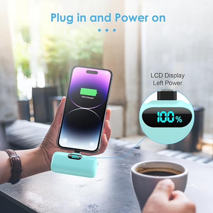 Mini Portable Charger USB C Power Bank,Upgraded 5000mAh PD Fast Charging Battery Pack Built-in USB-C Connector Travel Essential for iPhone17/17Pro/17Pro Max/Air/16 Plus/16Pro Max/15 Series,Android etc