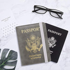 WALNEW Passport Holder for Travel, RFID Passport Cover Wallet for Women Men, PU Leather Passport Book Card Holder Case with Pen, Travelling Essentials for Flying