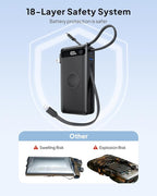 BREEKET Nano Power Bank, 10000mAh Portable Charger with Built-in Cables & Wall Plug, 5 Outputs 22.5W USB C Fast Charging Travel Battery Pack for iPhone 17/16/15/14, Apple Watch Ultra/11/10/9/8/7/6/SE