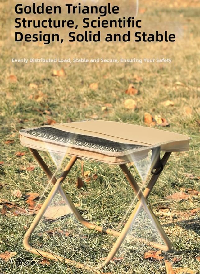 Portable Folding Camping Stool with Shoulder Strap, Suitable for Hiking, Fishing, picnics (Black-A)