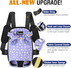 Pawaboo Pet Carrier Backpack, Adjustable Pet Front Cat Dog Carrier Backpack Purse Travel Bag, Legs Out, Easy-Fit for Traveling Hiking Camping for Small Medium Dogs, Small, Black & Purple Daisy