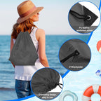 PLULON 2Pcs Drawstring Bags Bulk Gray Drawstring Backpack String Backpack Cinch Sack Sport Gym Backpack Bags for Yoga Traveling Outdoor Sports