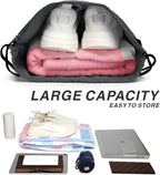 Drawstring Backpack Sports Water Resistant String Bag Sport Gym Sackpack for Women Men Large with Zipper, Grey