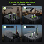 Epicka Pulse Duo 45W Universal Travel Adapter, International Power Adapter with PD & QC 3.0 Fast Charging for 2 Devices Simultaneously, European Travel Plug Adapter, Travel Essentials (Black)