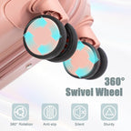 Kids Luggage Sets for Girls, 2 Piece Luggage Set, 20 Inch Rotating Wheel Suitcase with 14 Inch Cosmetic Case, Lightweight Hardshell Suitcase with 360° Spinner Wheels for Travel (Pink)