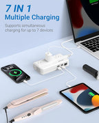 BESTEK Universal Travel Adapter 100-220V to 110V Voltage Converter 250W with 6A 4-Port USB Charging 3 AC Sockets and EU/UK/AU/US/India Worldwide Plug Adapter (03 UK Plug White)