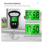 Portable Hand Held Digital Luggage Scale, 50kg/10g Hanging Scale with Hook and Measuring Tape – for Travel, Fish, and Parcels(Big Hook)