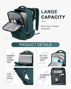 Travel Backpack Women,Carry On Backpack Flight Approved 18x14x8 inches Bag Spirit Airlines Personal ltem,College Sports Hiking Rucksack Waterproof Outdoor Casual Daypack Laptop Blackpack,Peacock Blue
