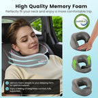 Teemour Travel Neck Pillow Airplane- Upgraded Memory Foam Neck Pillow for Airplanes 360° Support Desing, with Eye Mask & Earplugs, Portable Carry Bag for Long Flights, Business Trip|Travel Essentials