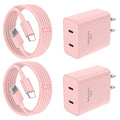 iPhone 17 16 15 Charger Fast Charging, 45W Dual USB C Android Phone Charger Block with 6FT Long Type C Cable Cord for Apple iPhone 17/Pro/Pro Max/Air/16/15 Plus/iPad/S26 Ultra/S25/S24/S23/S22(Pink)