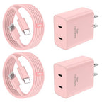 iPhone 17 16 15 Charger Fast Charging, 45W Dual USB C Android Phone Charger Block with 6FT Long Type C Cable Cord for Apple iPhone 17/Pro/Pro Max/Air/16/15 Plus/iPad/S26 Ultra/S25/S24/S23/S22(Pink)