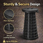 Telescoping Folding Camping Stool, Portable Adjustable Height Outdoor Chair, 1-Second Setup, Compact Lightweight for Camping, Fishing, Hiking (Black)