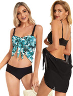 CHICGAL 2 Pieces Women Beach Sarong Bathing Suit Wrap Skirt Sheer Bikini Swimsuit Cover Ups for Swimwear