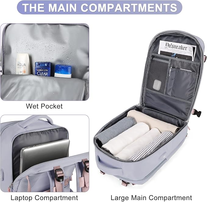 coofay Travel Backpack For Women Airline Approved Carry On Backpack Flight Approved Waterproof Sports Luggage Backpack Casual Daypack Small Hiking Backpack
