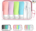 16-Piece Silicone Travel Bottles Set – TSA Approved Leakproof Toiletry Kit with Flat Easy-Squeeze Bottles, Pump & Spray, Waterproof Bag